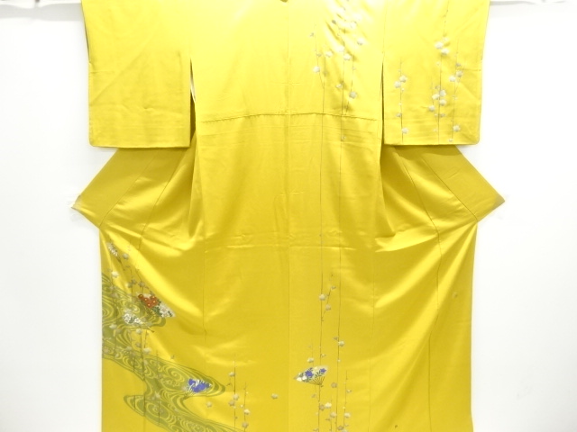 作家物　流水に槍梅・扇模様訪問着